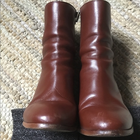 Barneys New York Stacked Leather Ankle Boots - Picture 3 of 8